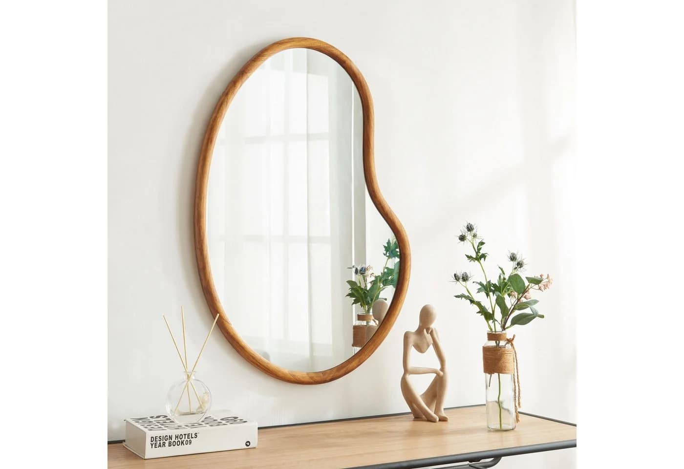 en.casa Wandspiegel Eiche-Optik mit Holzrahmen