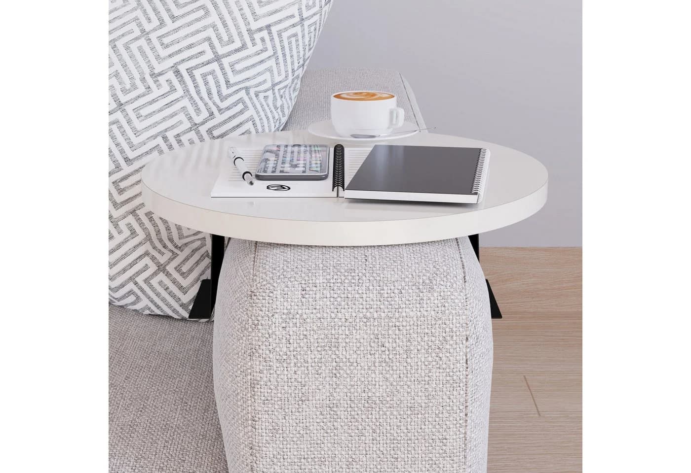 en.casa Couchtablett verstellbar Creme Spanplatte