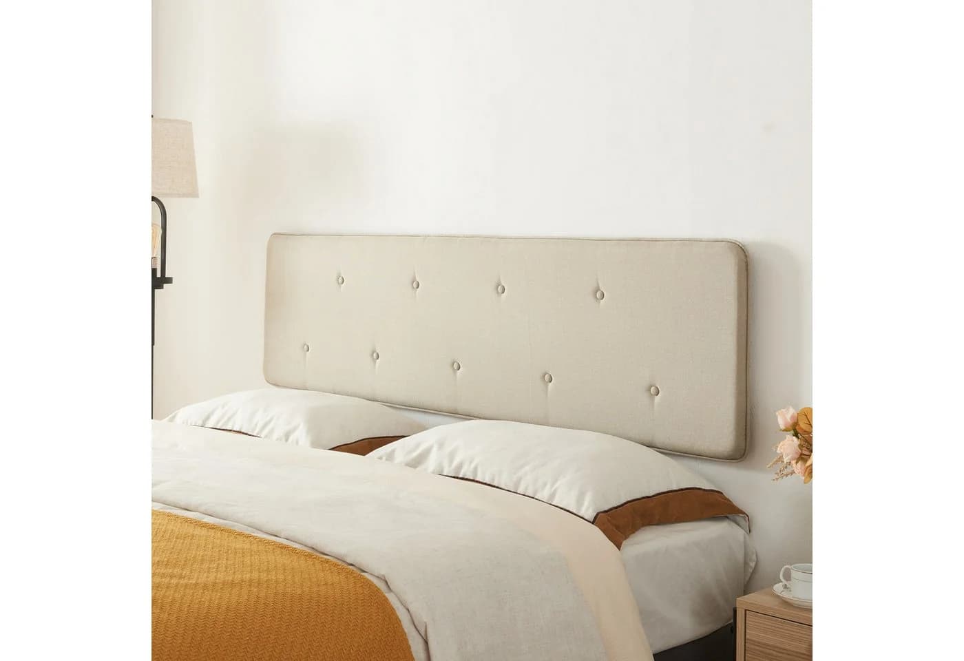 en.casa Kopfteil Tokke Gepolstert Beige Klassisches Knopfmuster
