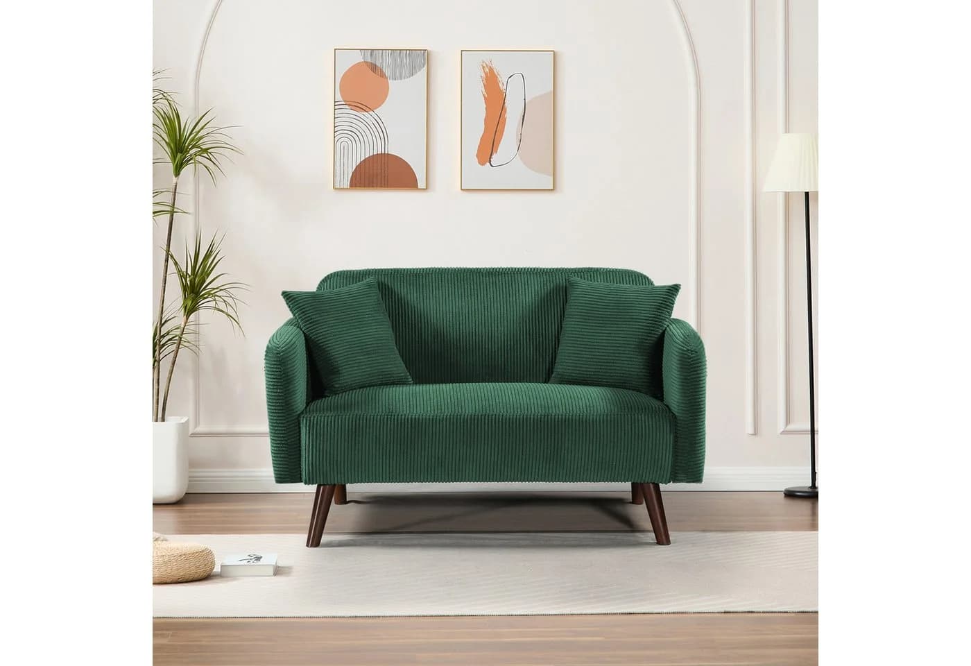 en.casa Sofa 2-Sitzer Midt Cord Grün