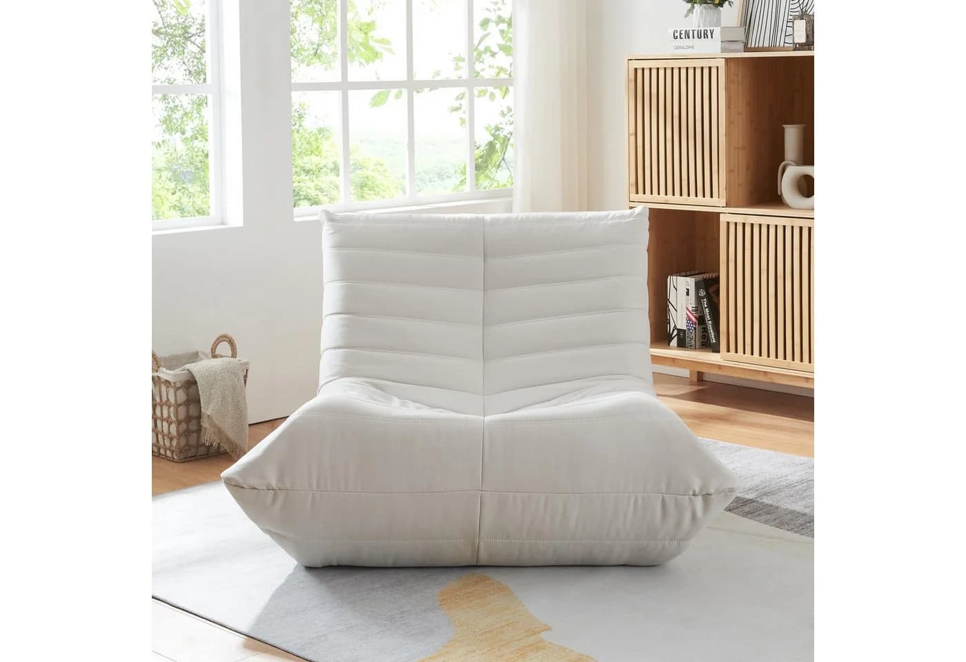 en.casa Sitzsack Kodsø mit Rückenlehne Mikrofaser Beige