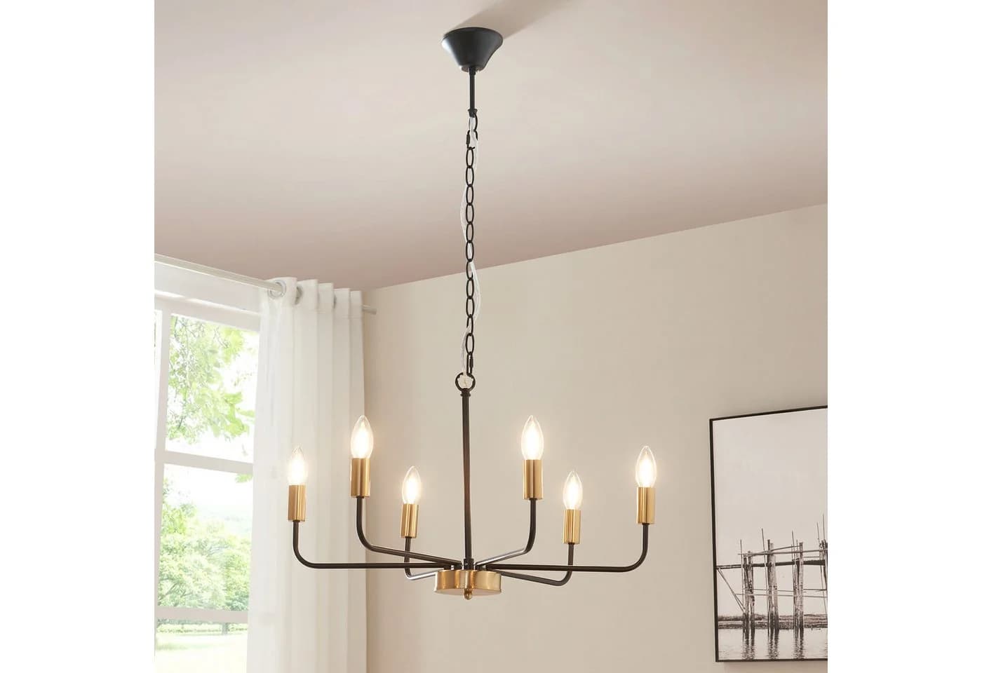 lux.pro Kronleuchter Bishop 6-flammig Metall Schwarz/Messingfarben