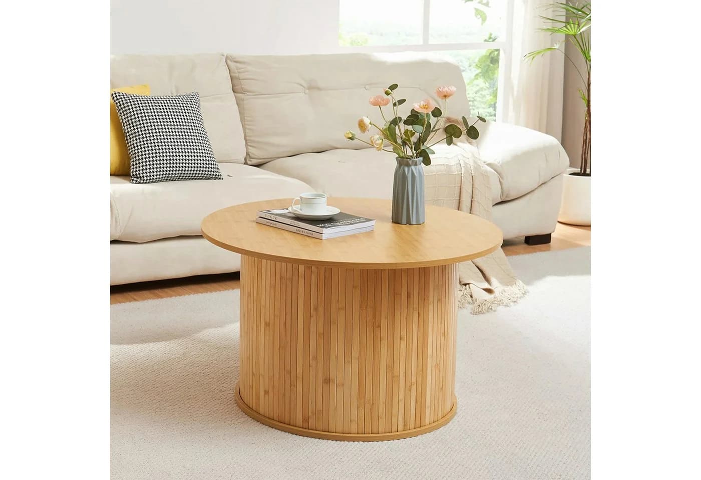 en.casa Couchtisch Ledepid Bambus MDF Natur Modern