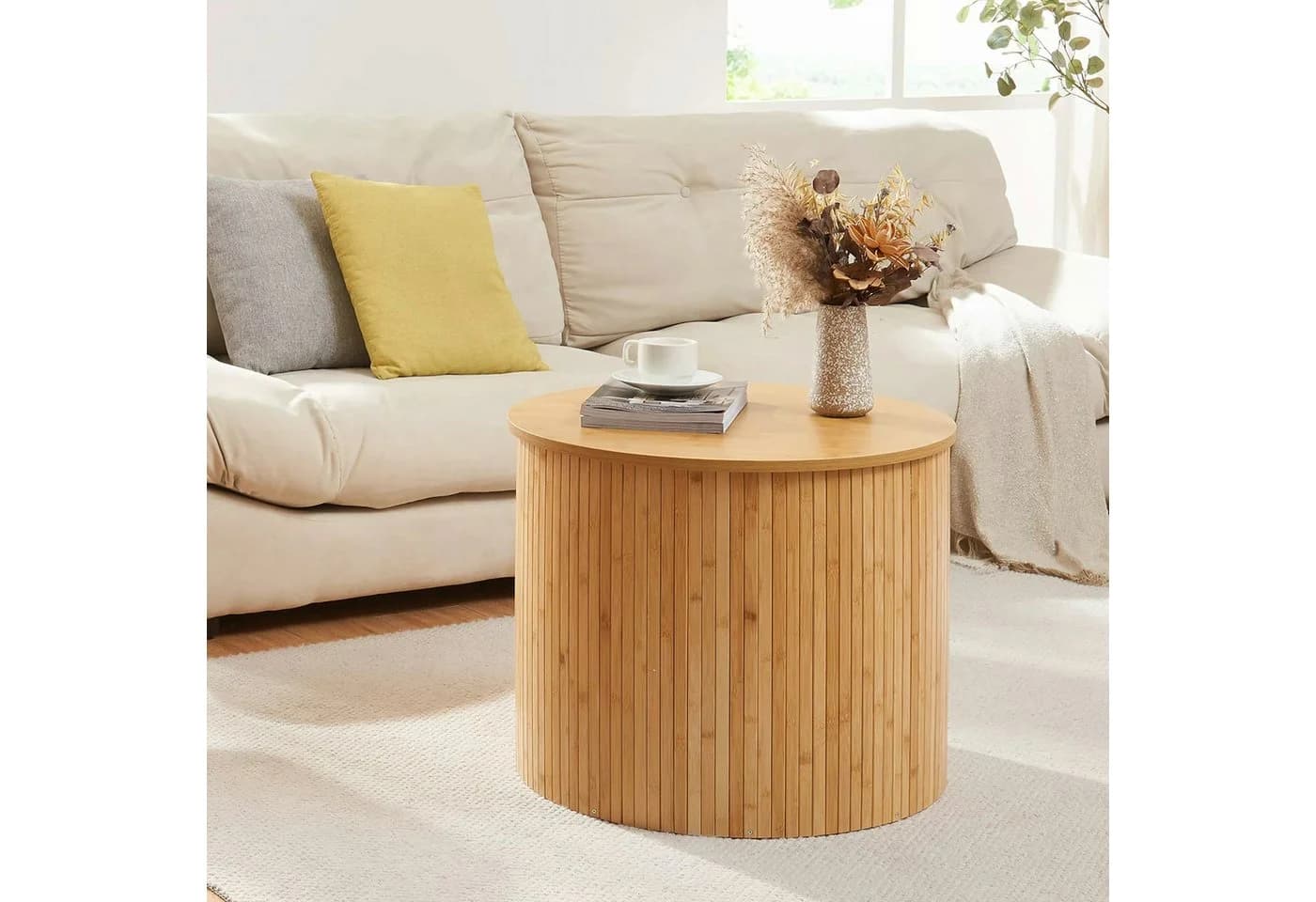 en.casa Couchtisch Ledepid Bambus MDF Natur