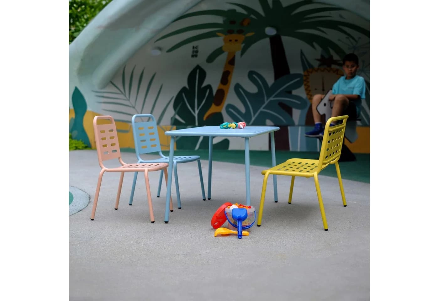 casa.pro Kindersitzgruppe 4-tlg. Etroubles Stahl Bunt