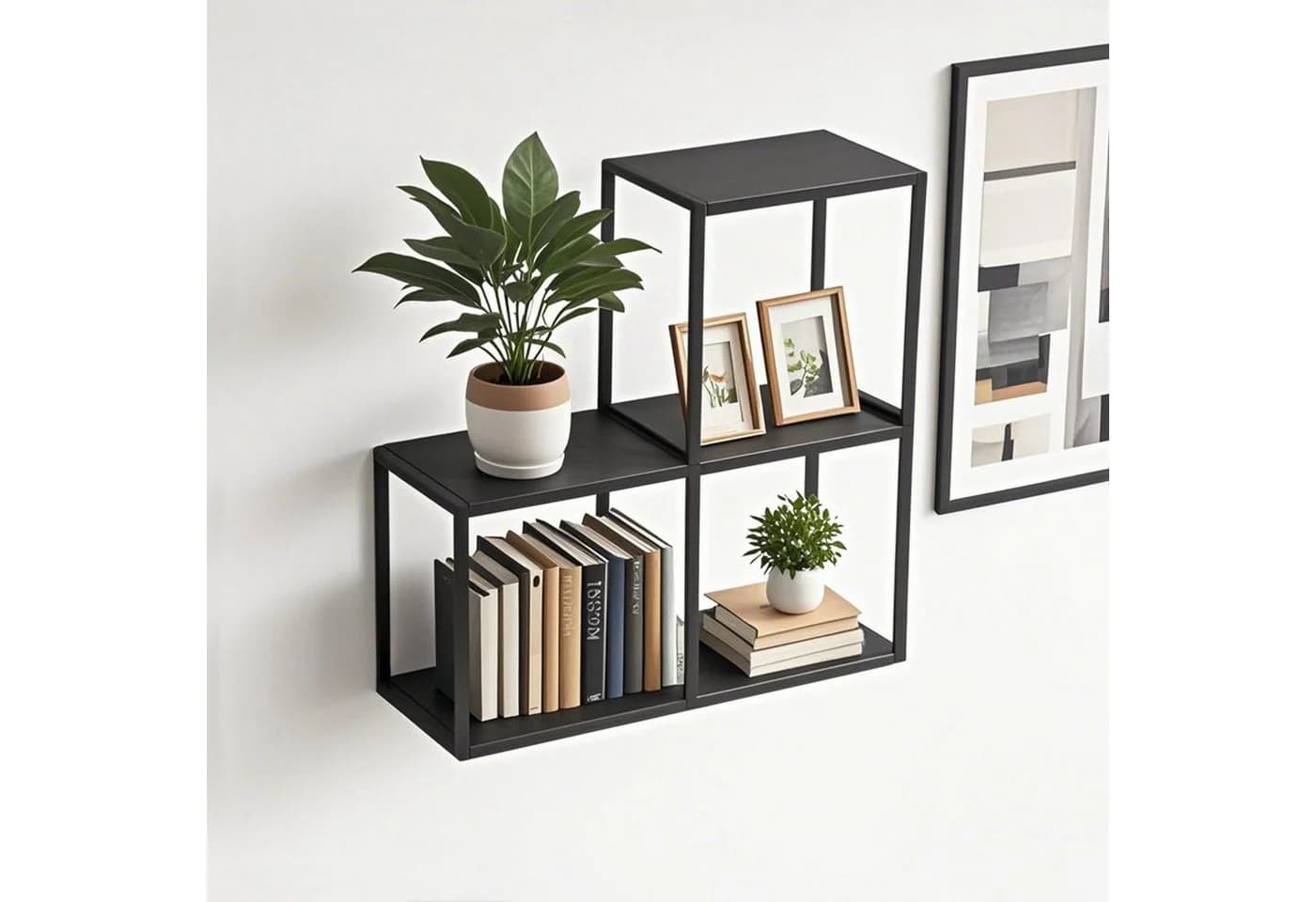 en.casa Wandregal Set 3-tlg. Nostened Stahl Schwarz