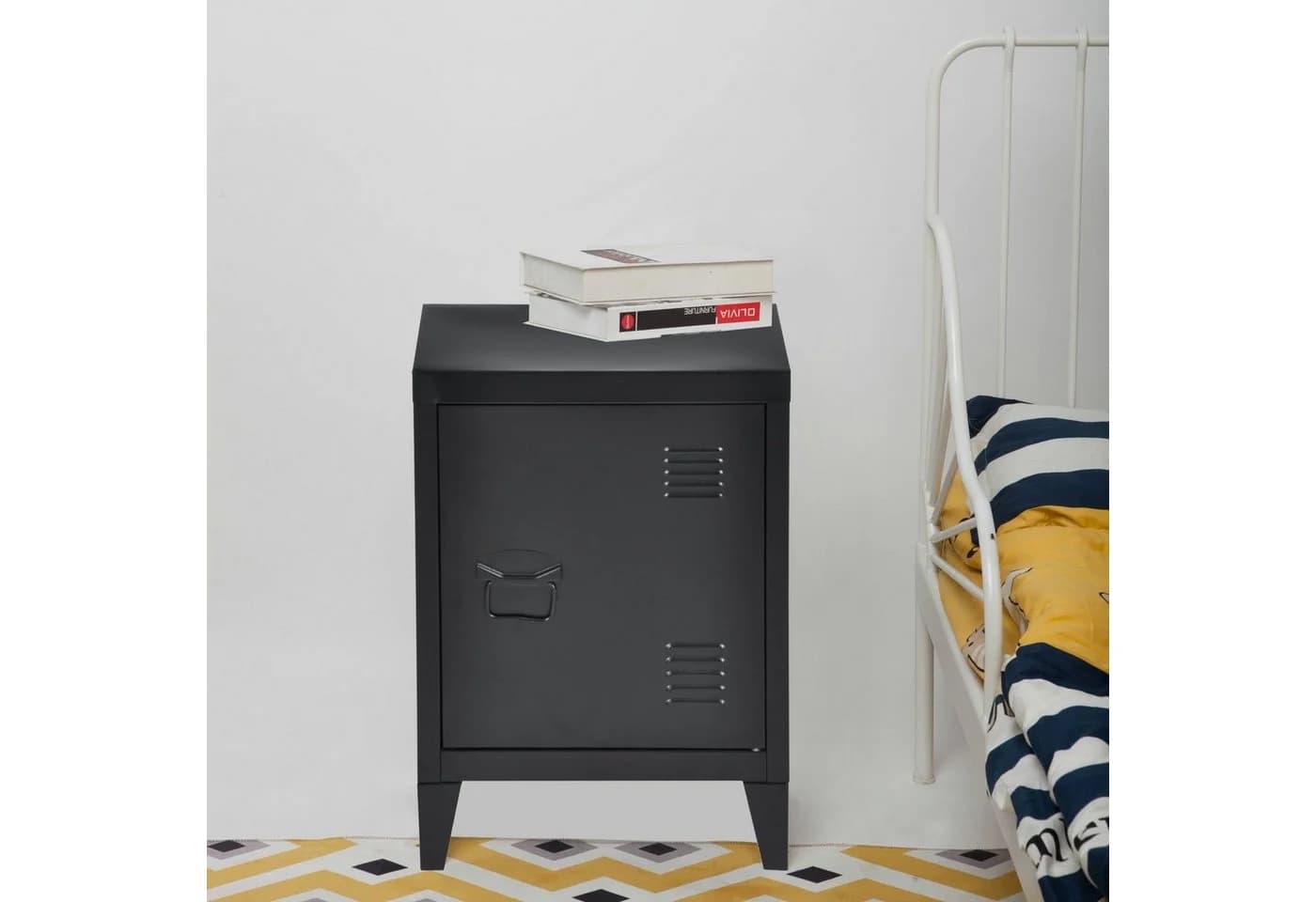 en.casa Nachtschrank 2er Set Inari Stahl Schwarz