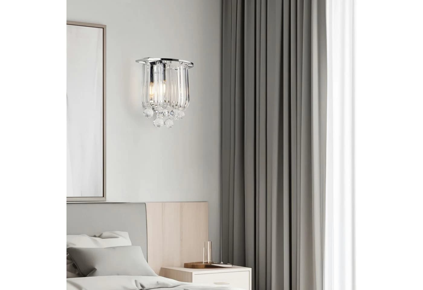 Lux.pro Alnwick Wandleuchten-Set Chromfarben mit Kunstkristallen