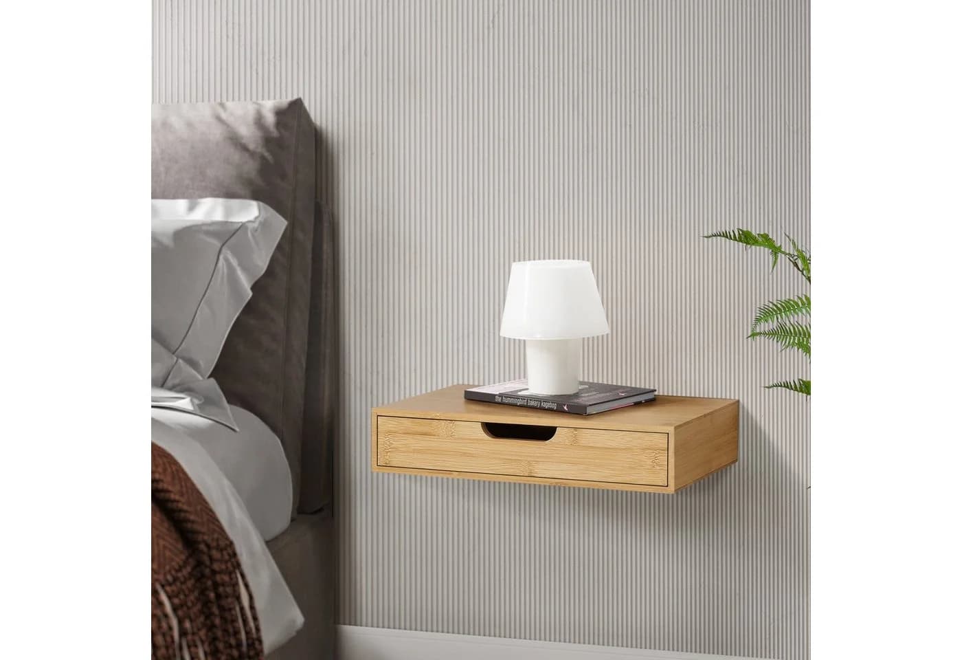 en.casa Wandregal »Bokn« mit Schublade 2-tlg. Bambus
