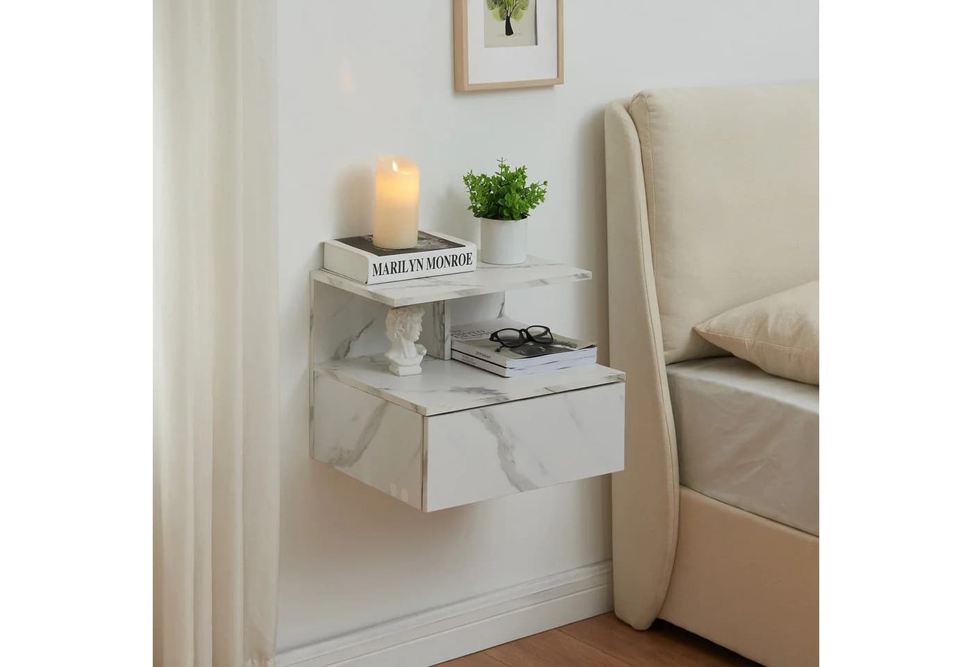 en.casa Wandboard »Amberg« Marmoroptik Weiß