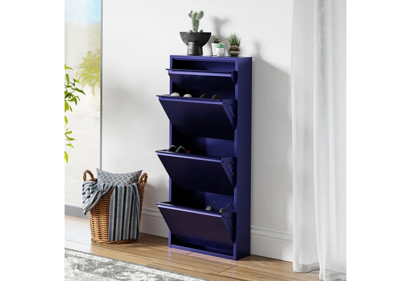en.casa Schuhschrank »Sokndal« Metall Nachtblau