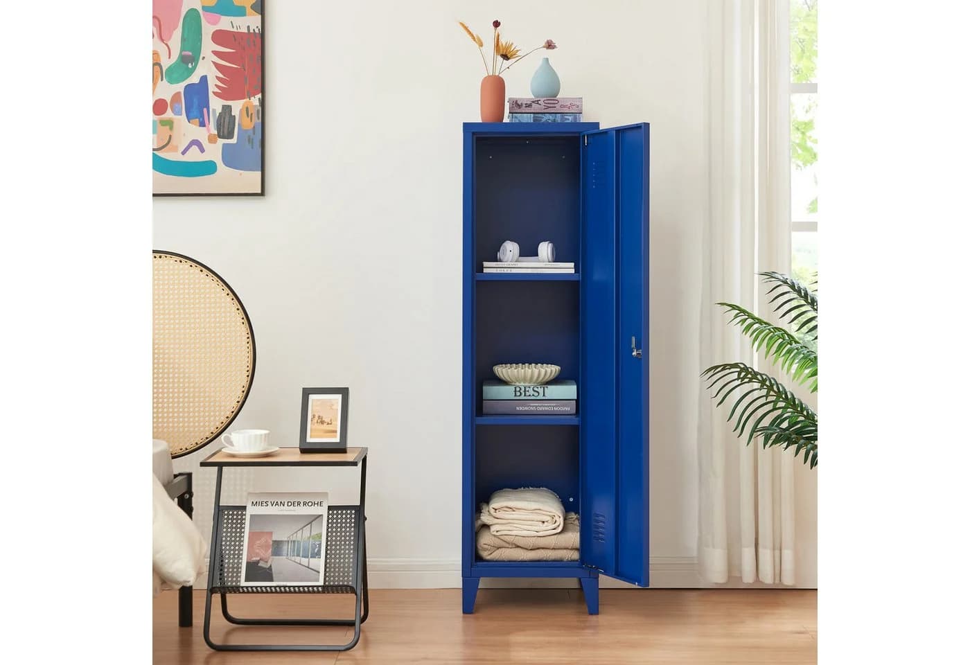 en.casa Spind »Kurikka« Einzelspind Stahl Blau