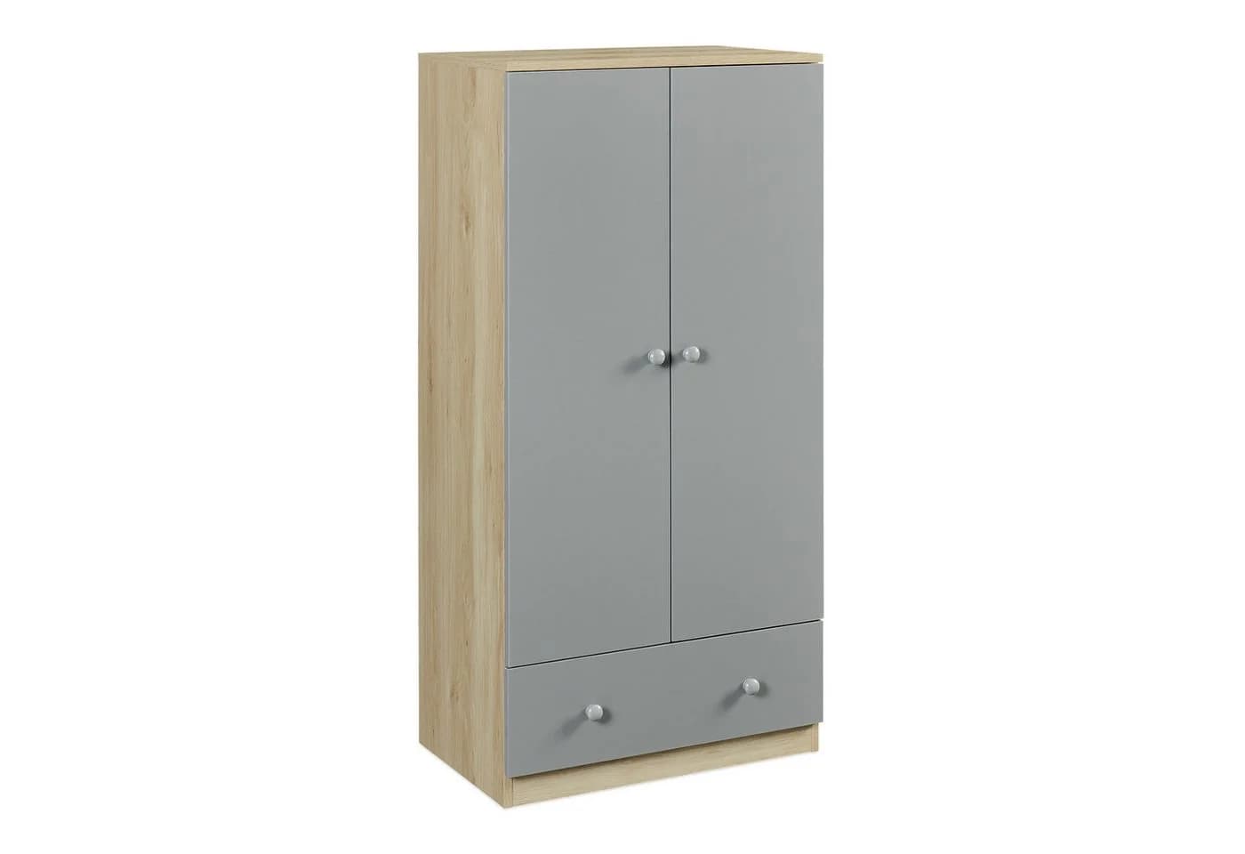 en.casa Kinderkleiderschrank Beldinupp Grau Eicheoptik