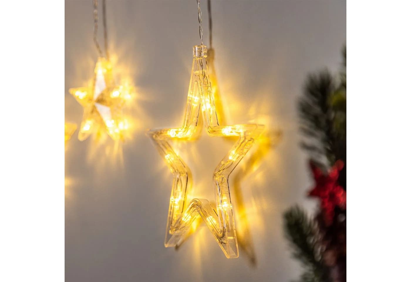 Gravidus LED-Lichtervorhang Sternenvorhang 63 LEDs warmweiß