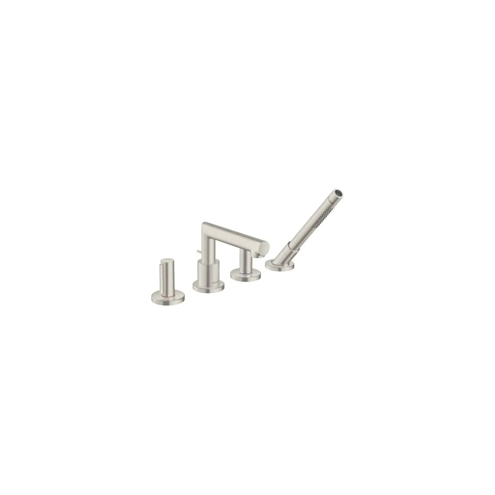 hansgrohe Axor Uno Fertigmontageset 45444800 4-Loch-Wannenrandarmatur mit Zerogriff Edelstahl-Optik