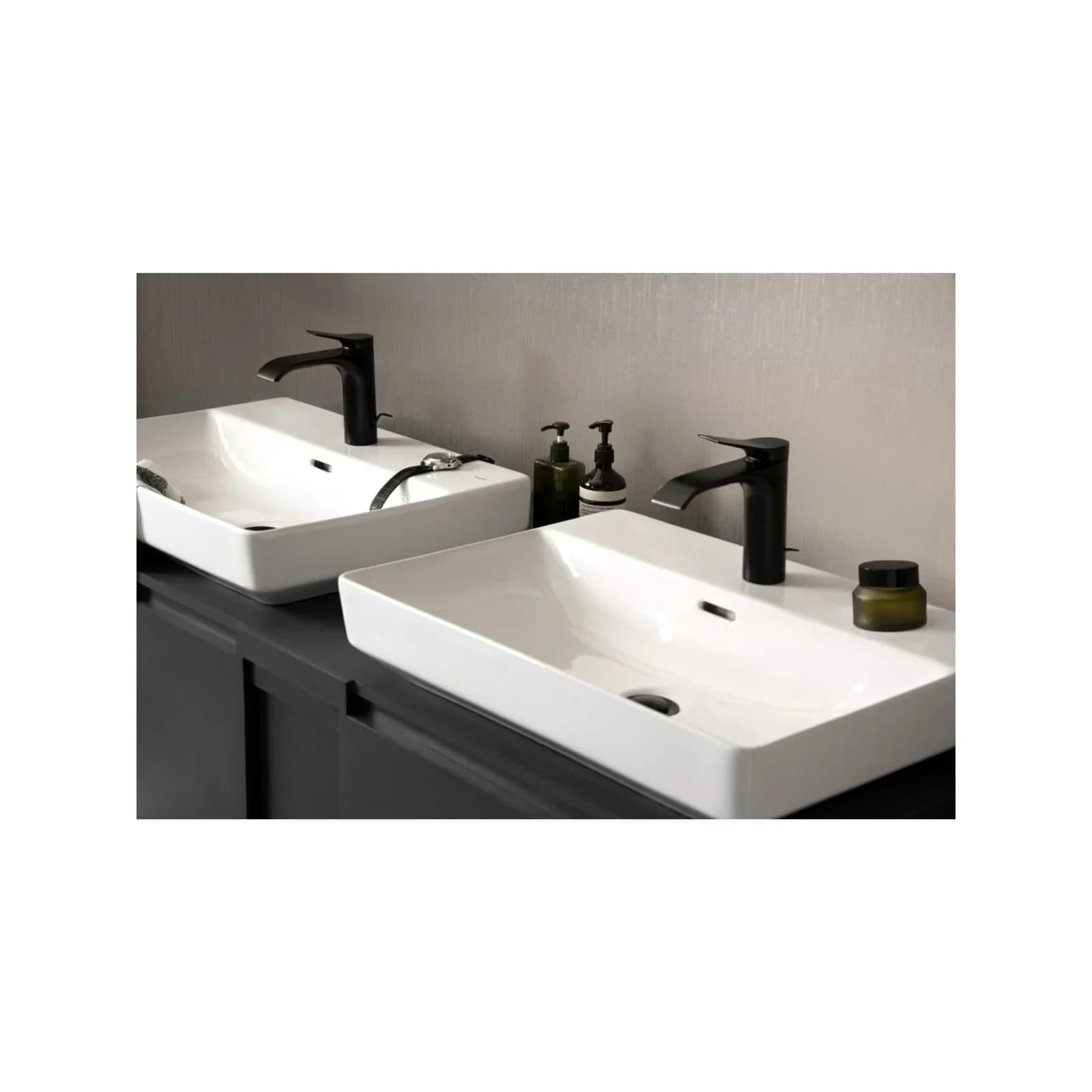 Hansgrohe Vivenis 110 Waschtisch-Einhebelmischer 75023670 mit Zugstangen-Ablaufgarnitur, mattschwarz