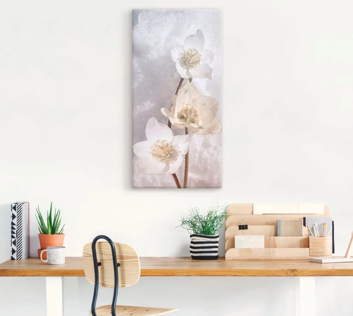 Artland Leinwandbild Christrose im Schnee Blumen auf Holzrahmen