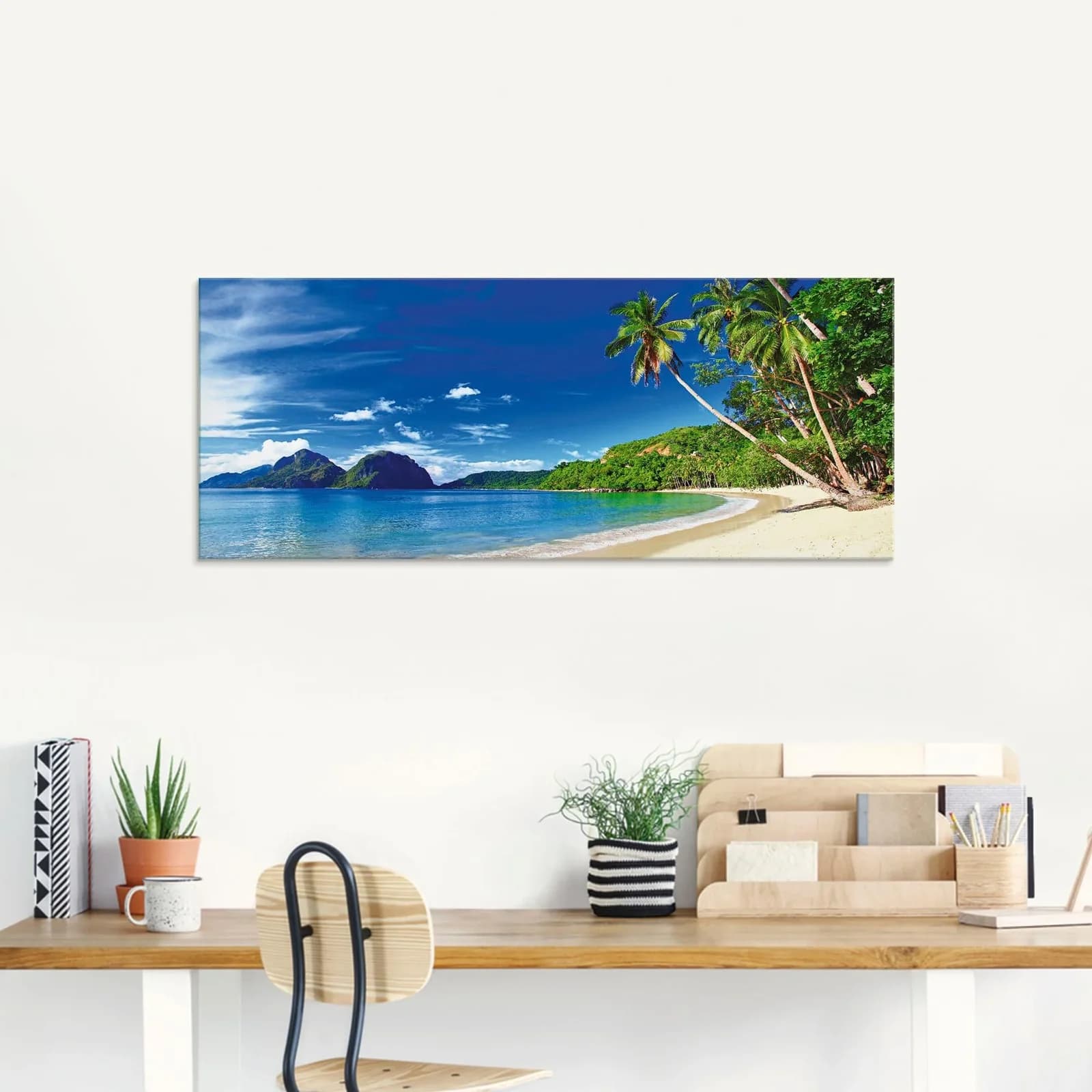 Glasbild ARTLAND Paradies Blau Tropisches Paradies
