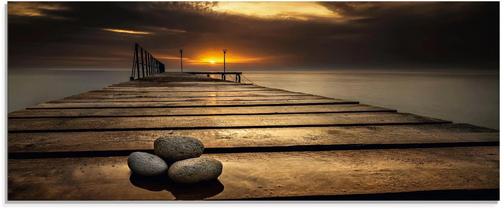 ARTLAND Glasbild Sonnenaufgang am Schwarzen Meer Braun