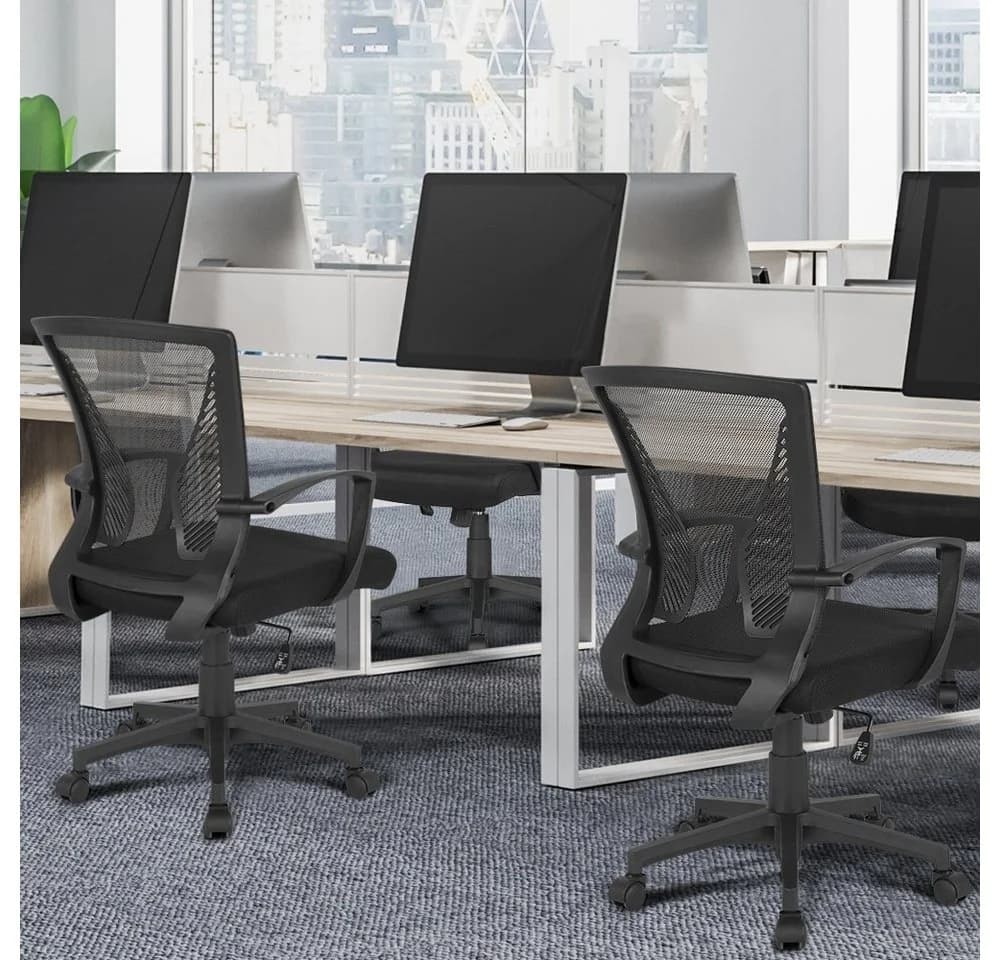Yaheetech Bürostuhl Schwarz Mesh Höhenverstellbar mit Wippfunktion