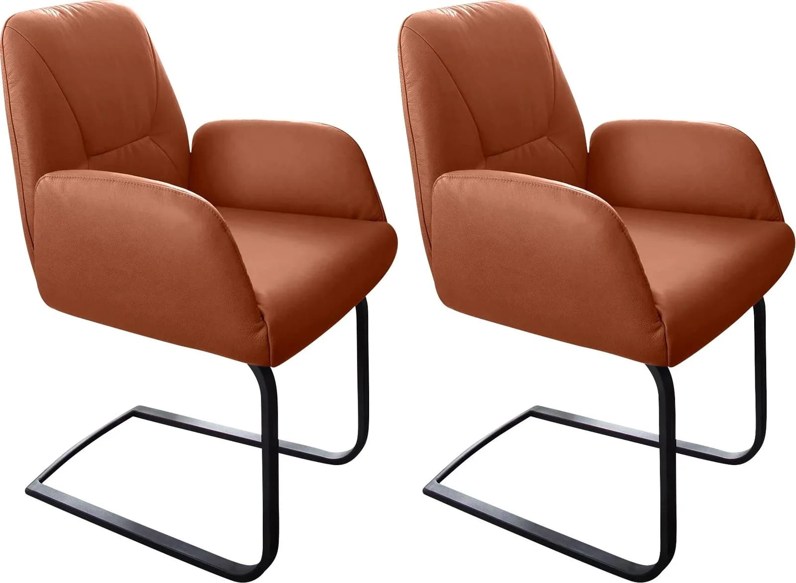 W.SCHILLIG Freischwinger ole Cognac Leder Schwarz