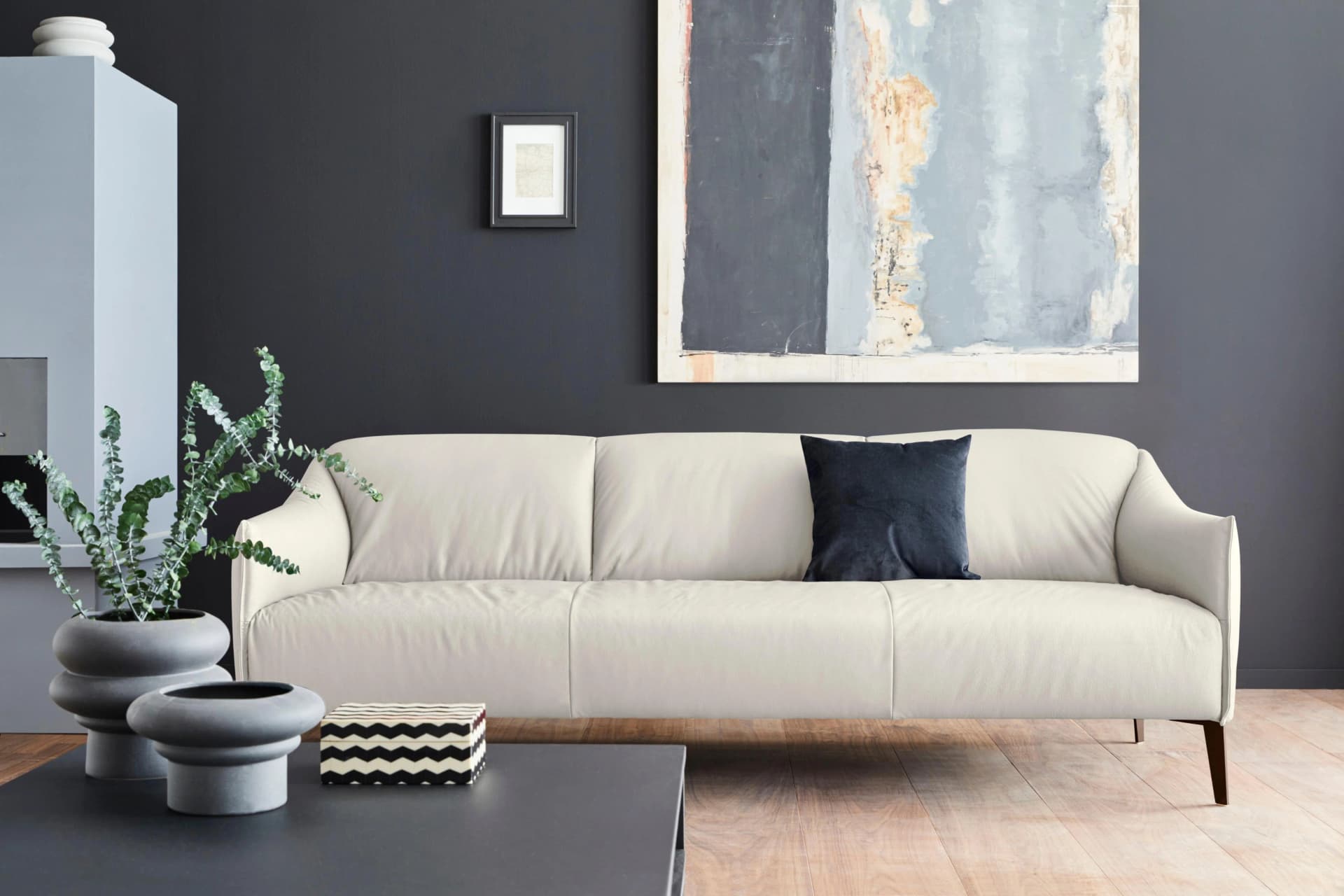 W.SCHILLIG 3-Sitzer Ledersofa sally Weiß