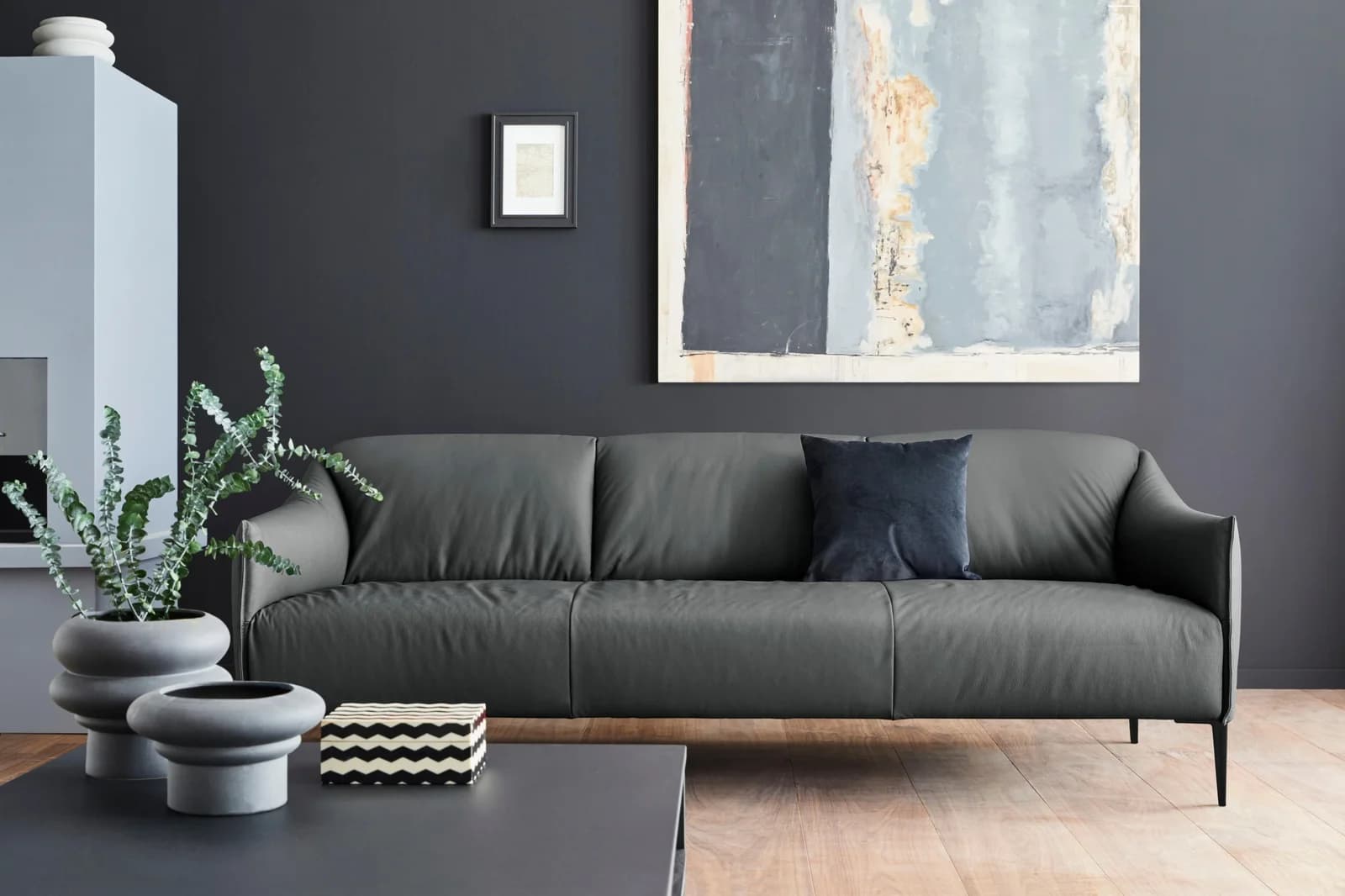 W.SCHILLIG Sally 3-Sitzer Sofa Grau Longlife Leder
