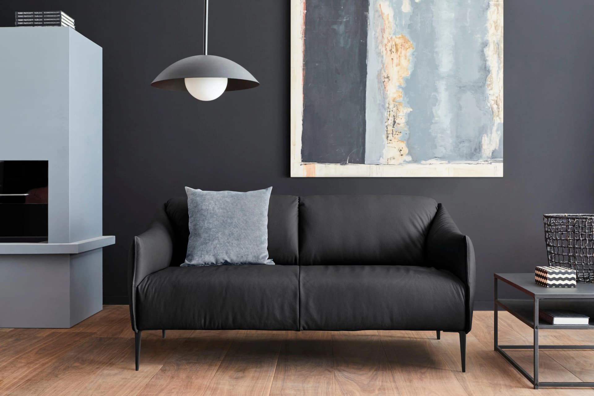 W.SCHILLIG 2,5-Sitzer Ledersofa Sally Schwarz