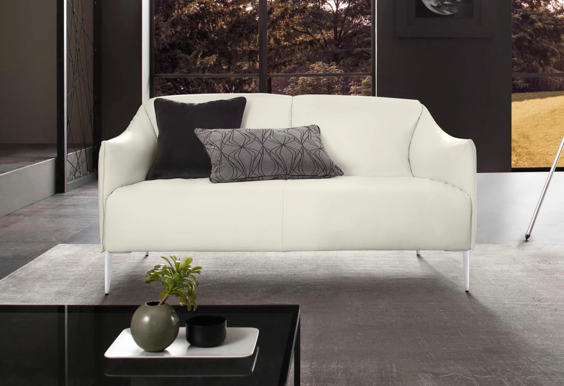 W.SCHILLIG Sally 2-Sitzer Ledersofa Weiß