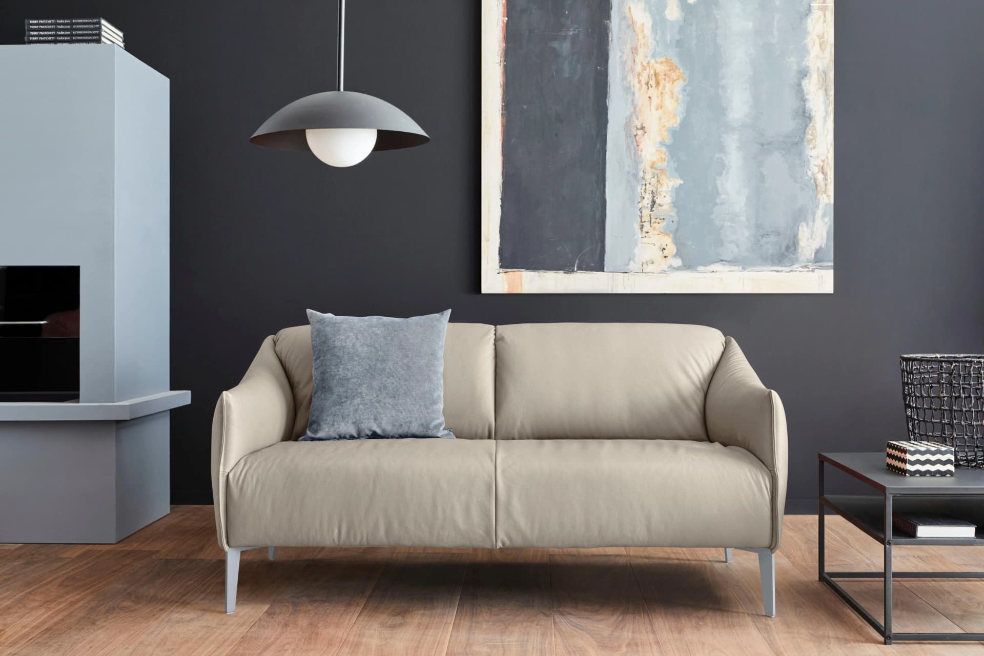 W.SCHILLIG 2,5-Sitzer Ledersofa Sally Grau