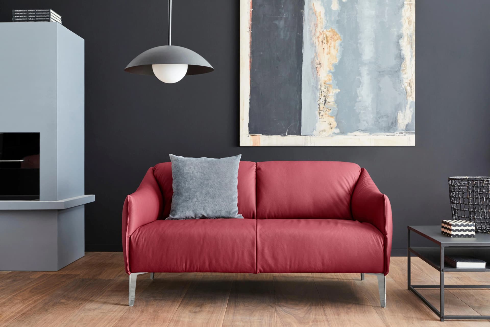 W.SCHILLIG Sally 2-Sitzer Ledersofa Ruby Rot