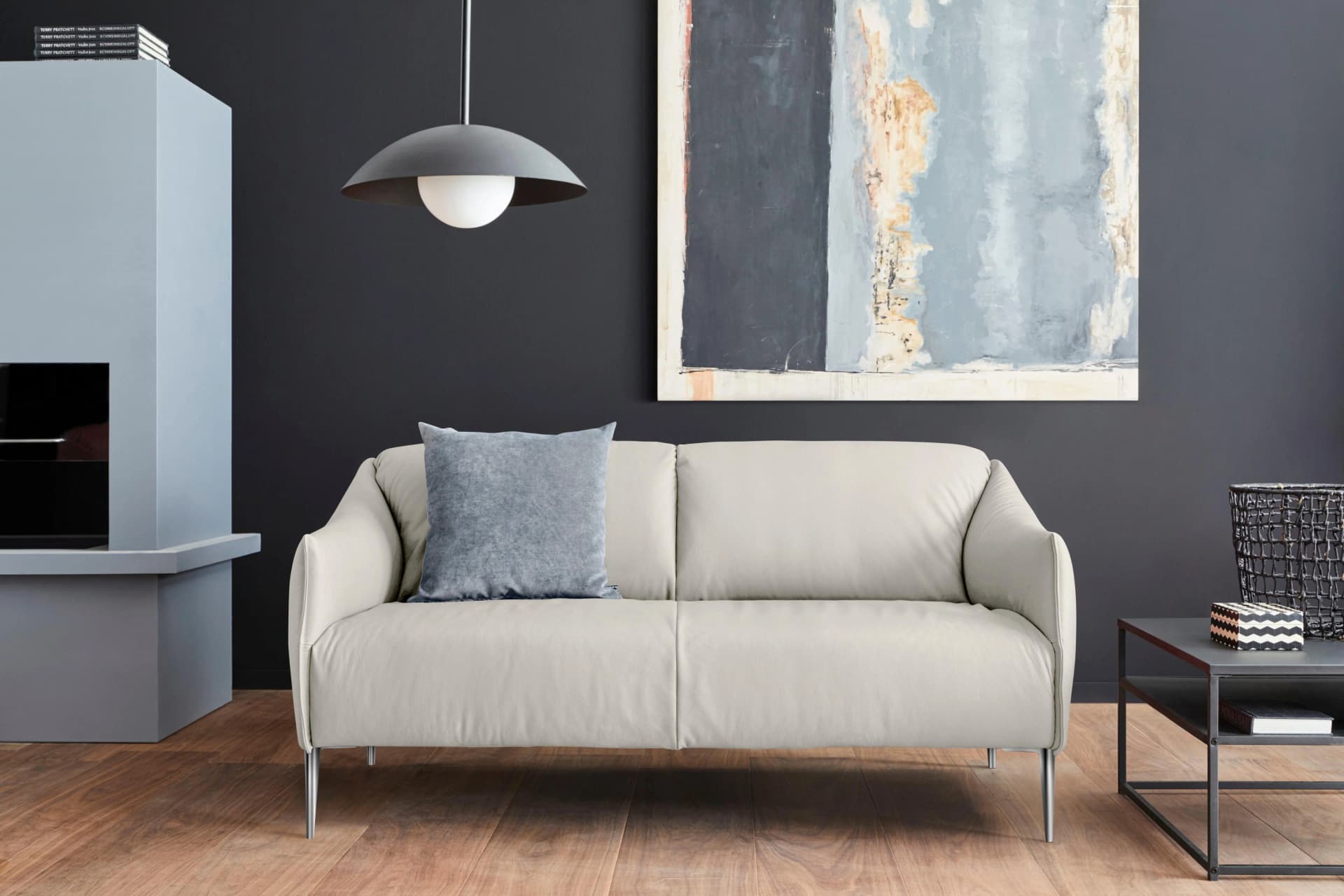 W.SCHILLIG 2,5-Sitzer Ledersofa Sally Weiß