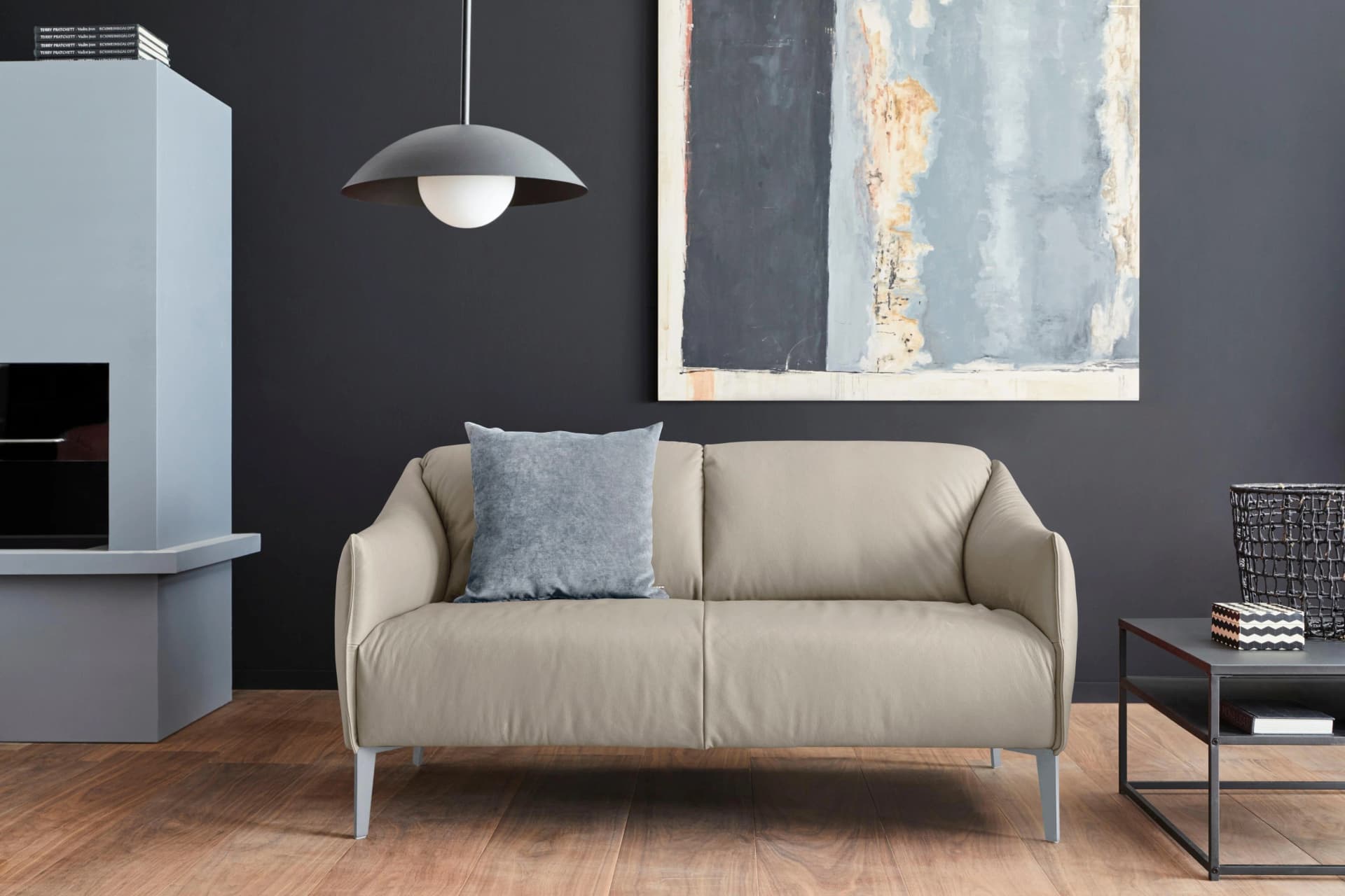 W.SCHILLIG 2-Sitzer Ledersofa Sally Eisgrau