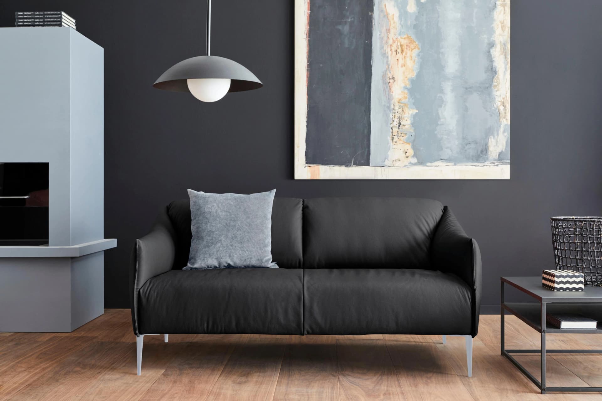 W.SCHILLIG 2,5-Sitzer Ledersofa Sally Schwarz