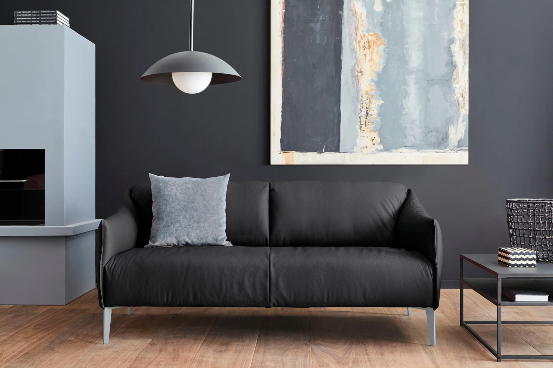 W.SCHILLIG 2,5-Sitzer Ledersofa Sally Schwarz
