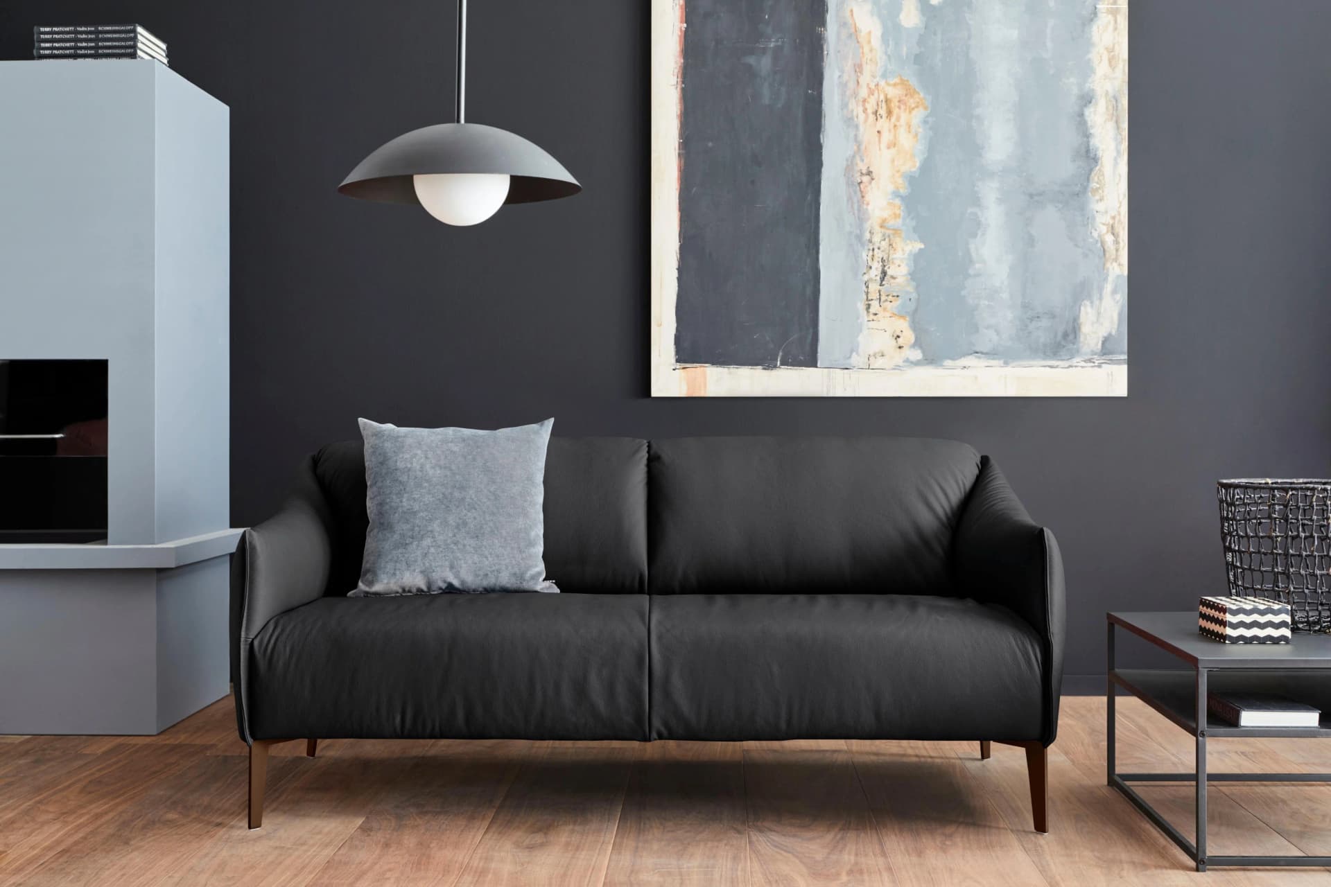 W.SCHILLIG 2,5-Sitzer Ledersofa Sally Schwarz Longlife Xtra-Leder