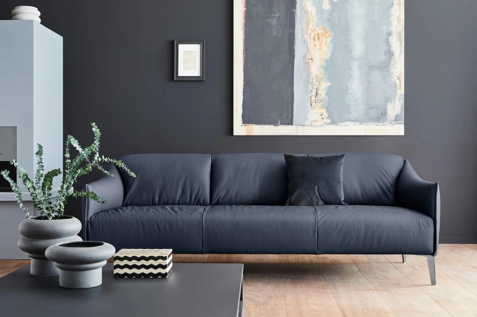 W.SCHILLIG 3-Sitzer Ledersofa Sally Blau