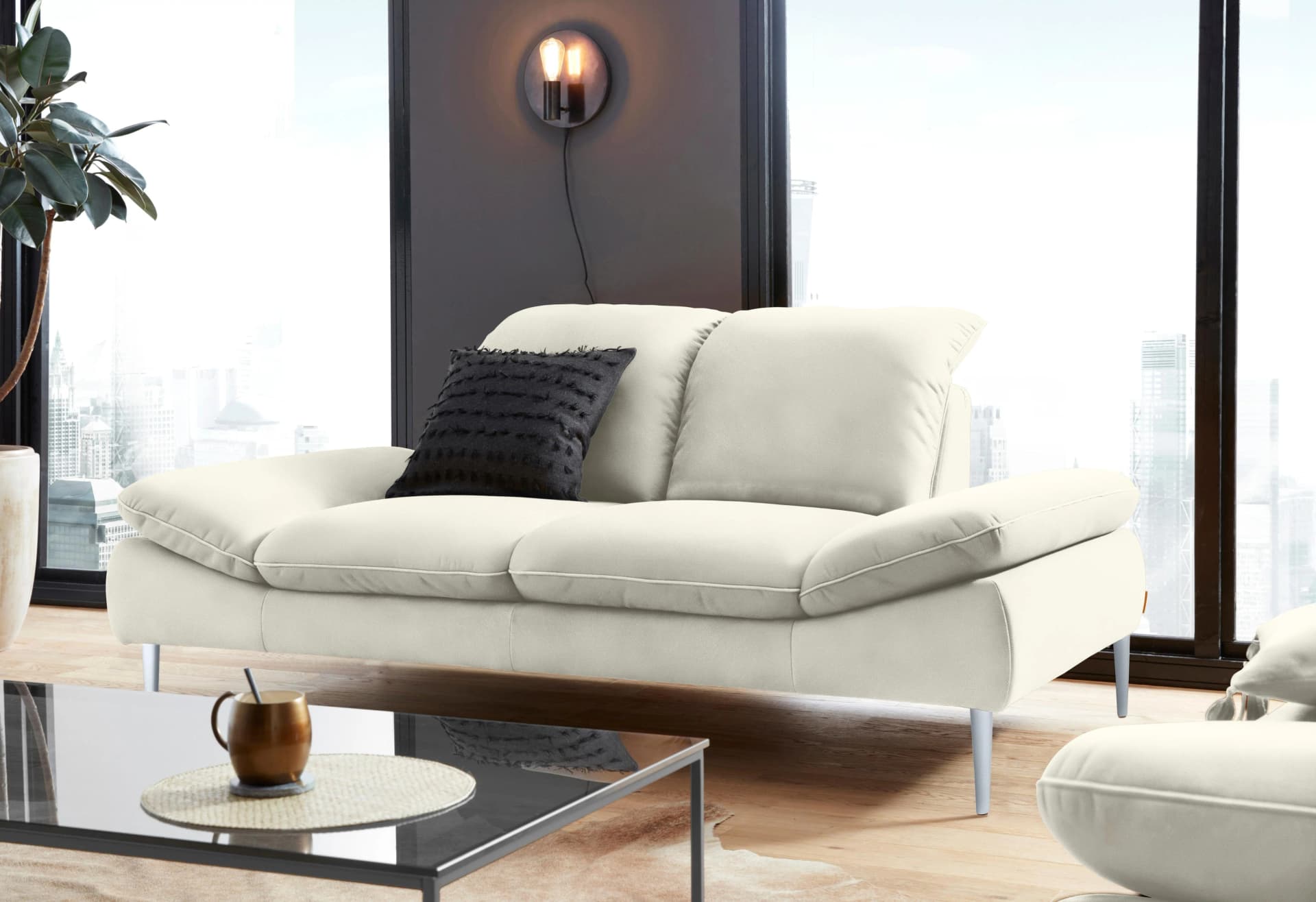 W.SCHILLIG enjoy&MORE 2-Sitzer Sofa Weiß mit Verstellfunktion