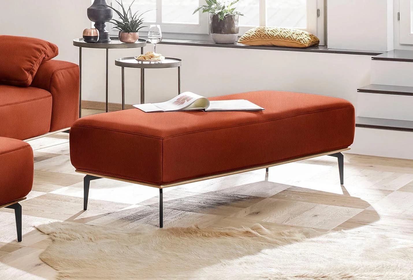 W.SCHILLIG Polsterhocker run Leder orange copper Z73