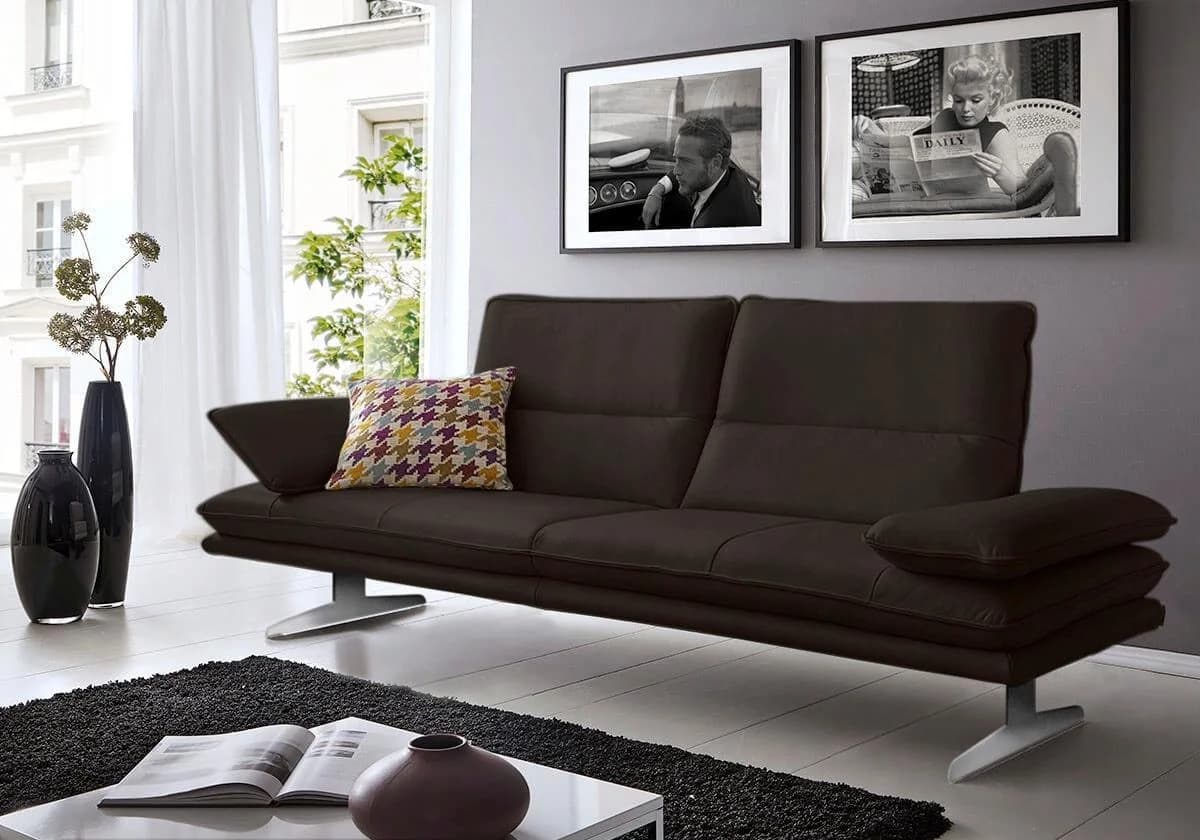 W.SCHILLIG Broadway Designsofa Braun Longlife Leder Sitztiefenverstellung