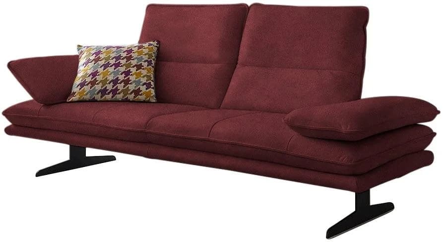 W.SCHILLIG Broadway 2-Sitzer Sofa Burgundy Leder mit Sitztiefenverstellung