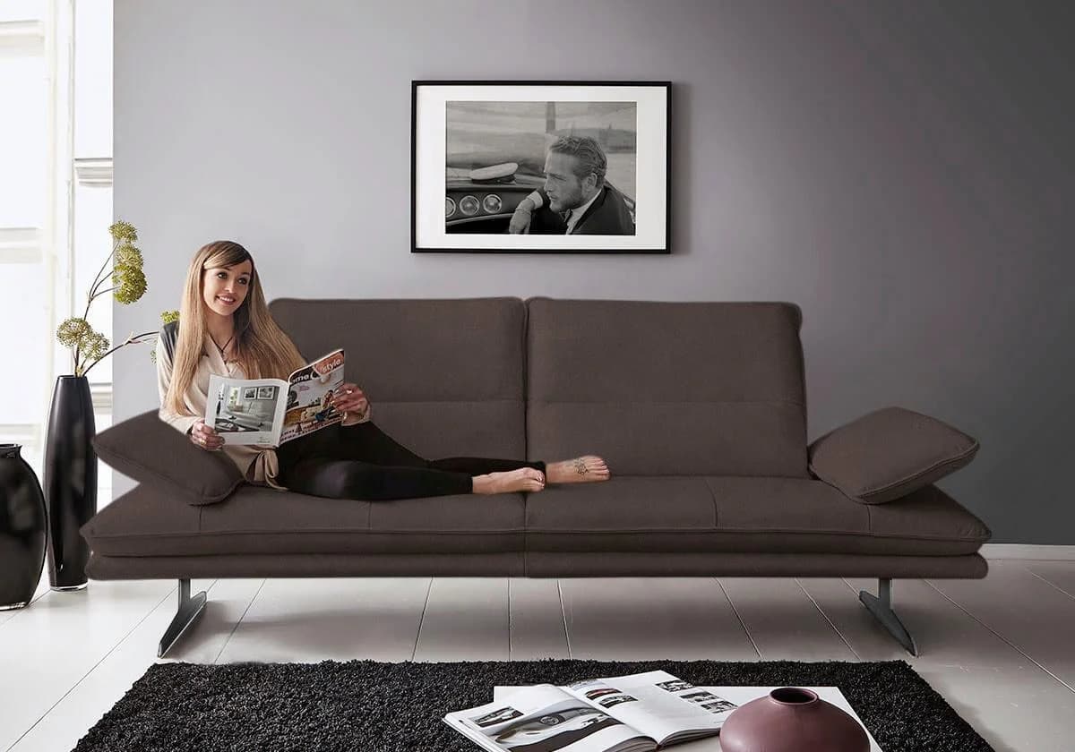 W.SCHILLIG Broadway Designsofa 2,5-Sitzer Braun mit Sitztiefenverstellung
