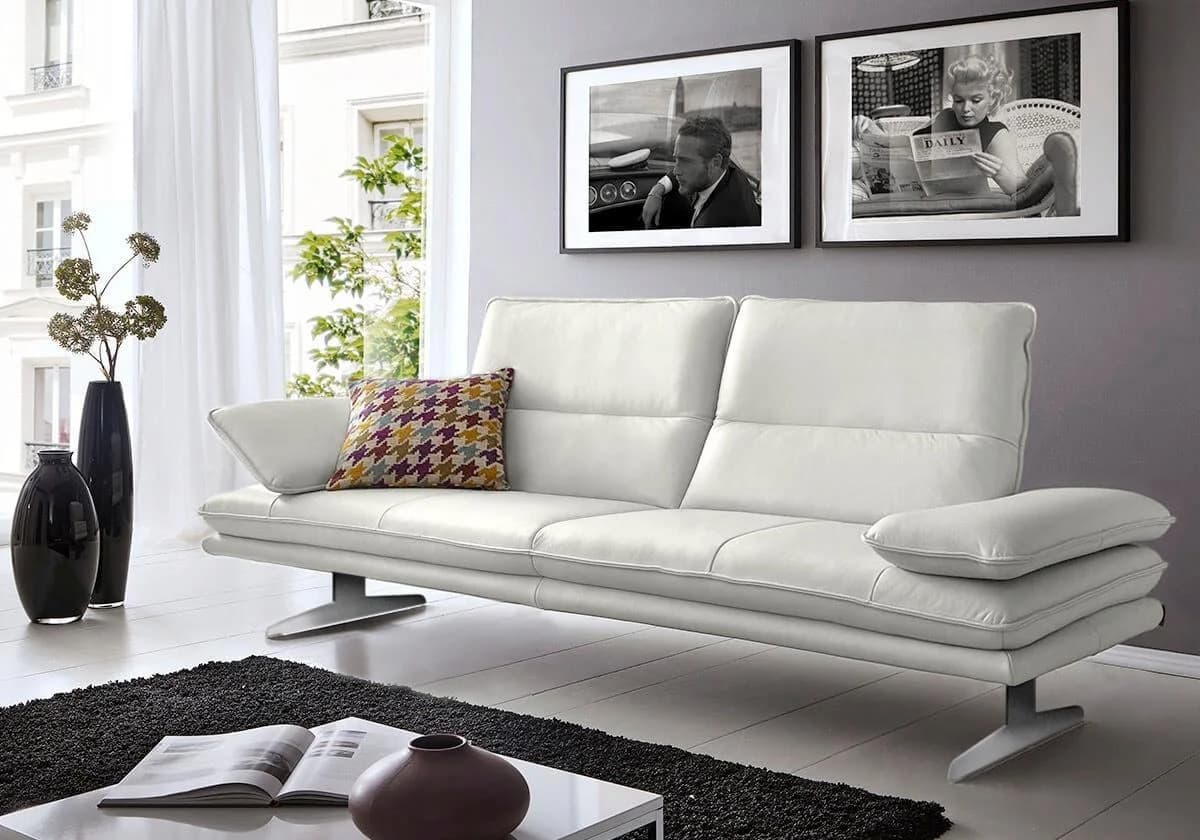 W.SCHILLIG Broadway Designsofa 2,5-Sitzer Grün Camouflage Leder