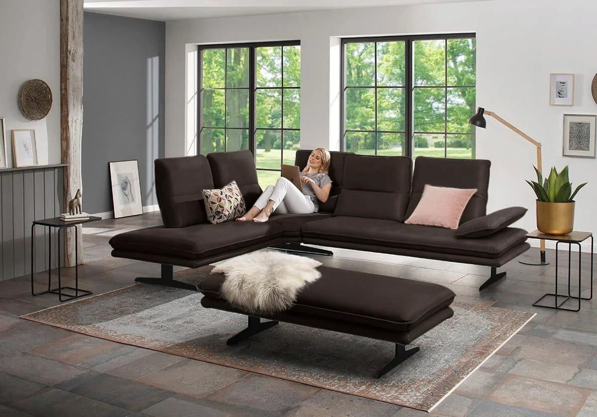 W.SCHILLIG Ecksofa Broadway Braun Longlife Leder Sitztiefenverstellung