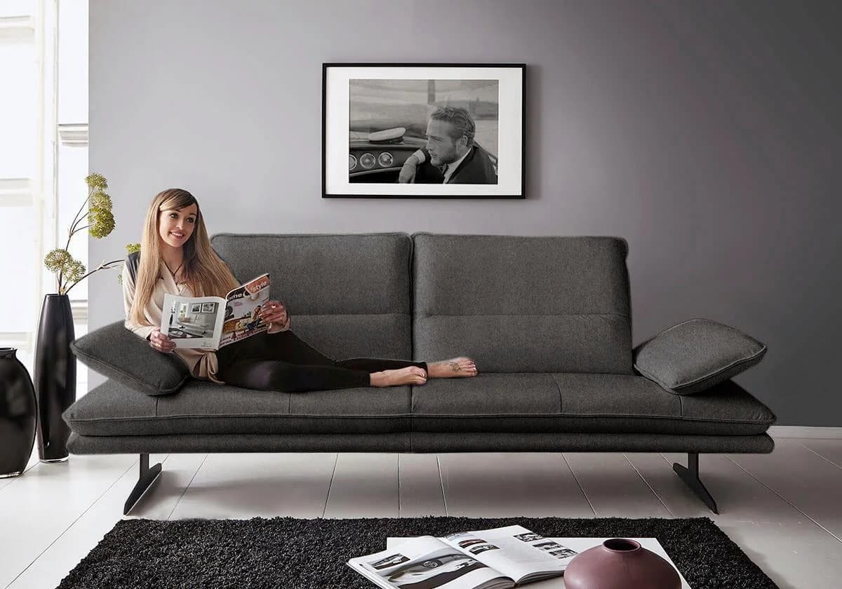 W.SCHILLIG Broadway Designsofa 2,5-Sitzer Anthrazit mit Sitztiefenverstellung