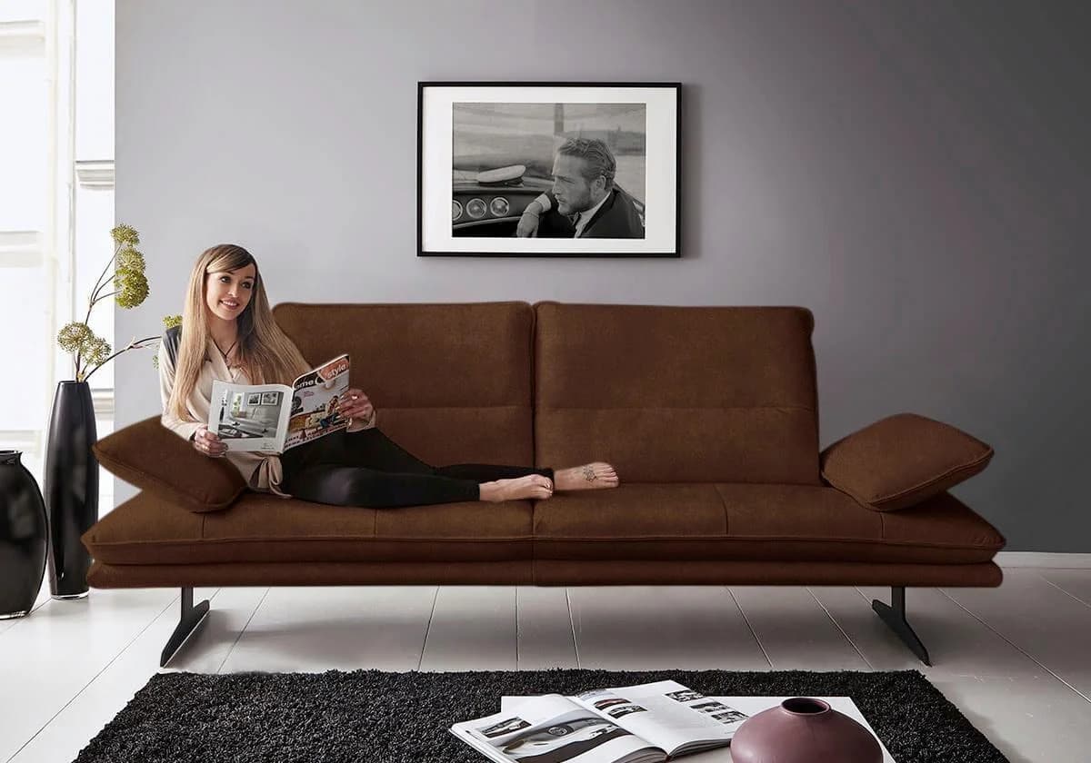 W.SCHILLIG Broadway Designsofa 2,5-Sitzer Braun Leder Verstellbar