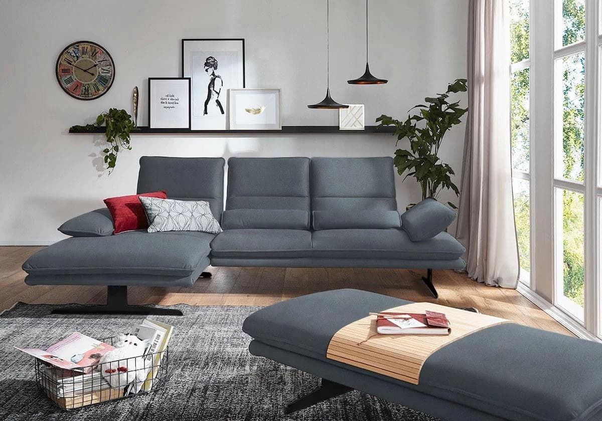 W.SCHILLIG Ecksofa Broadway Blau Longlife Xtra-Leder
