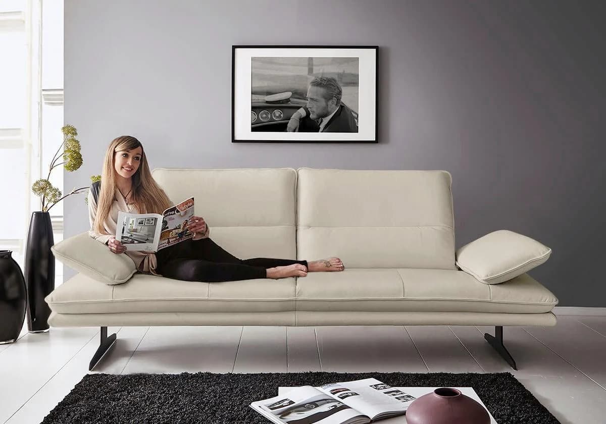W.SCHILLIG Broadway 2,5-Sitzer Sofa Grau Longlife Leder