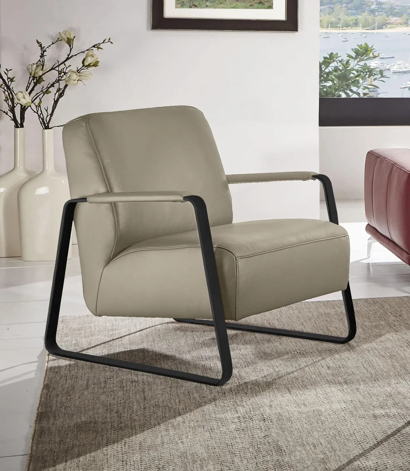 W.SCHILLIG quadroo Cocktailsessel Beige Longlife Leder