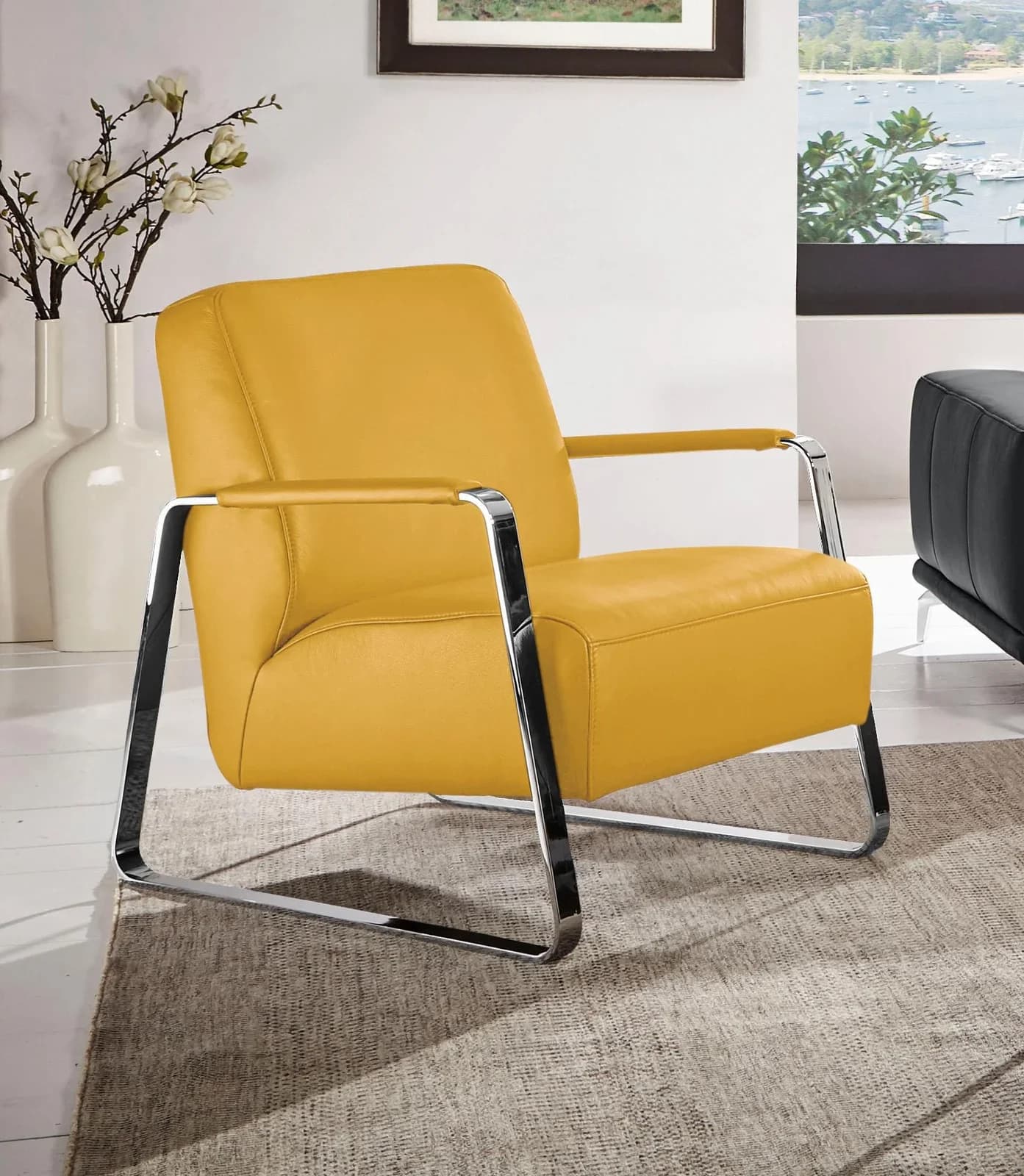 W.SCHILLIG Cocktailsessel quadroo Designsessel Gelb Longlife Xtra-Leder